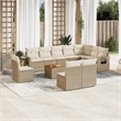 vidaXL 11 Piece Poly Rattan Sofa Set in Beige