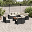 vidaXL 12 Piece Poly Rattan Sofa Set in Black/White/Cream