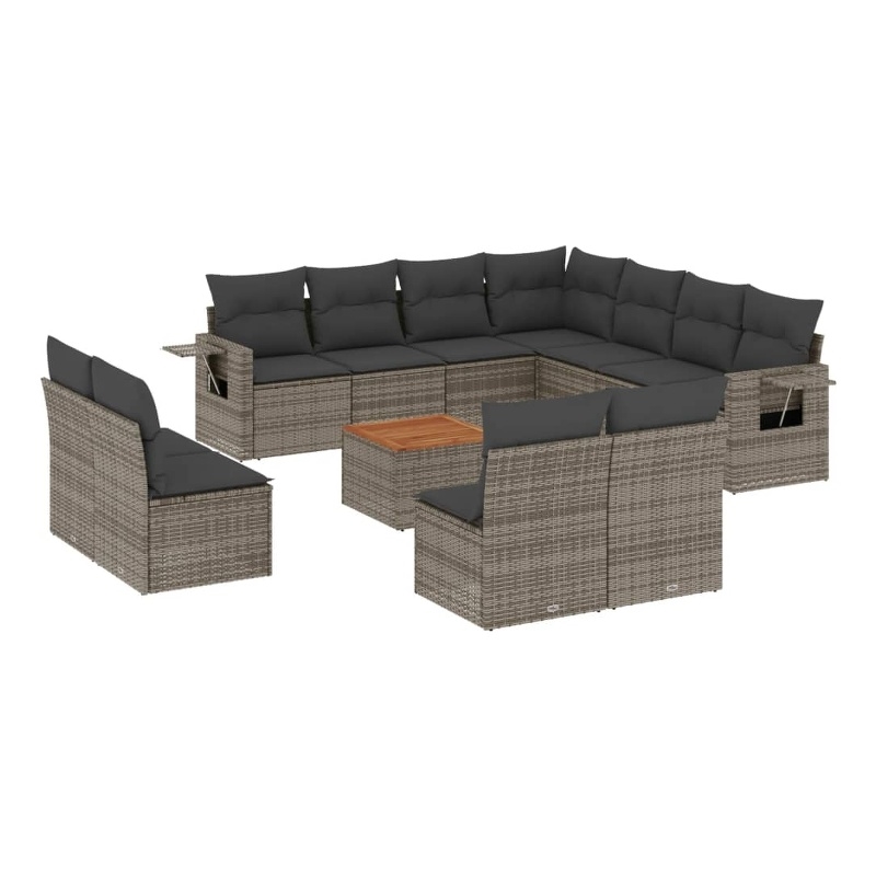 vidaXL 12 Piece Solid Acacia Wood Sofa Set in Gray