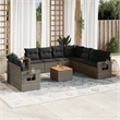 vidaXL 10 Piece Poly Rattan Sofa Set in Gray