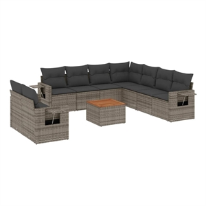 vidaXL 10 Piece Poly Rattan Sofa Set in Gray