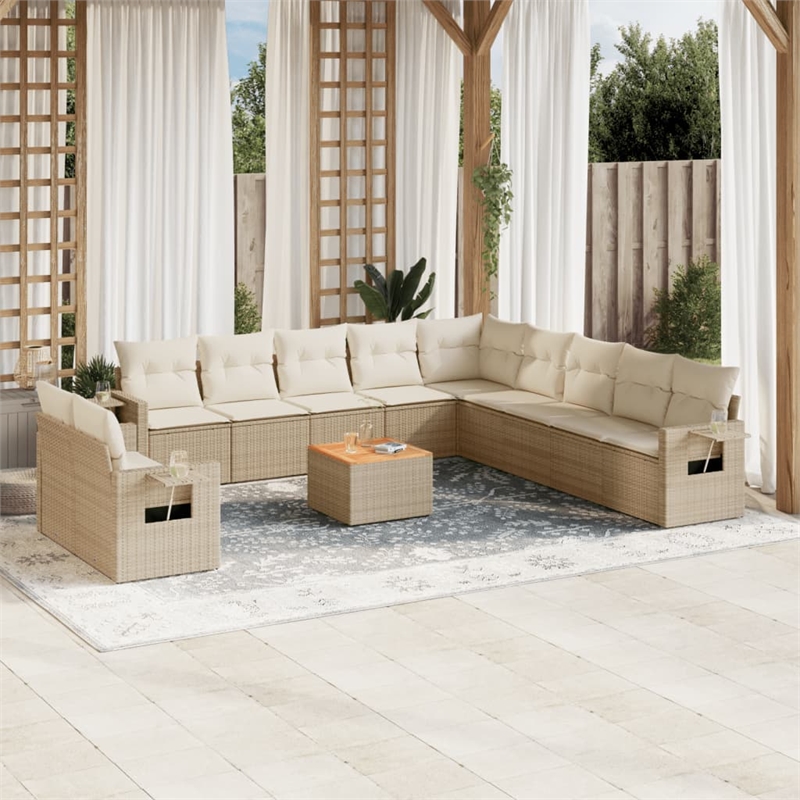vidaXL 12 Piece Steel Sofa Set in White/Cream/Beige