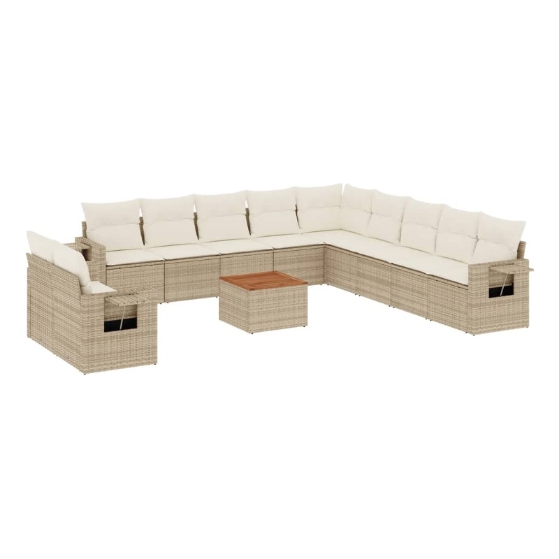 vidaXL 12 Piece Steel Sofa Set in White/Cream/Beige
