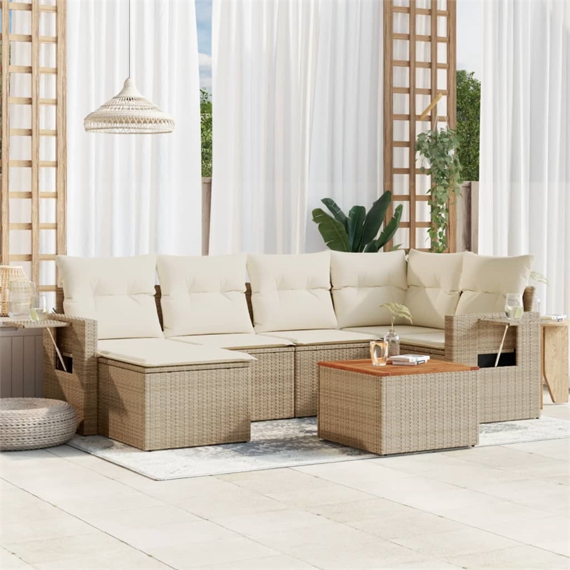 vidaXL Poly Rattan Medium Sofa Set in Beige
