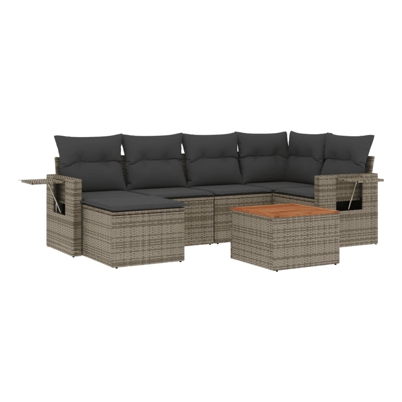 vidaXL 7 Piece Solid Acacia Wood Sofa Set in Gray
