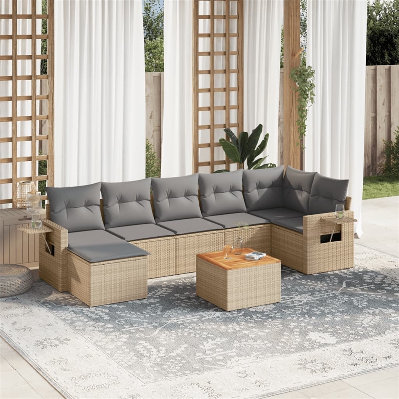 vidaXL 8 Piece Steel Sofa Set in Gray/Beige