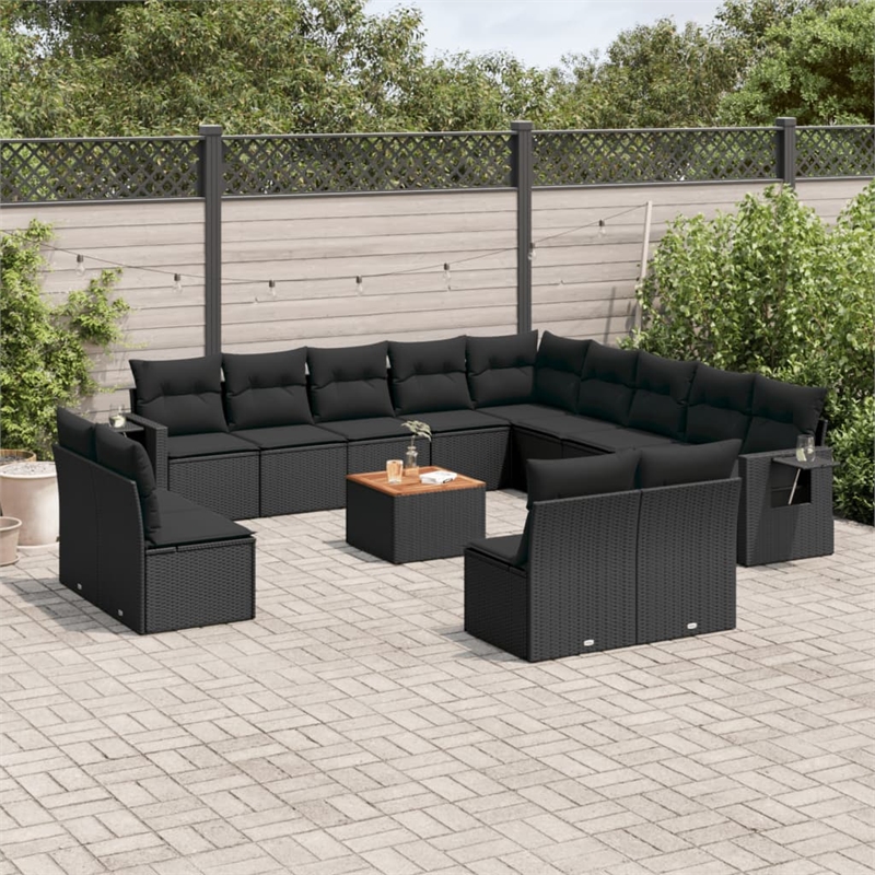 vidaXL 14 Piece Steel Sofa Set in Black