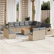 vidaXL 14 Piece Solid Acacia Wood Large Sofa Set in Beige
