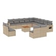 vidaXL 14 Piece Solid Acacia Wood Large Sofa Set in Beige