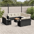 vidaXL 12 Piece Steel Large Sofa Set in Black/Cream