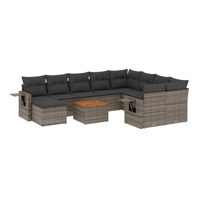 vidaXL 11 Piece Solid Acacia Wood Sofa Set in Gray