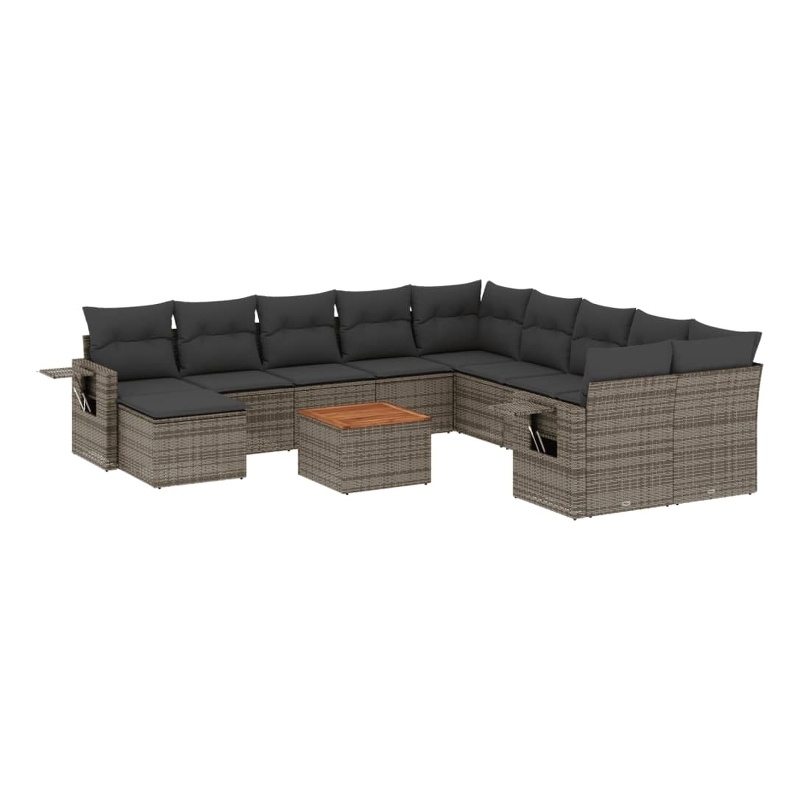 vidaXL 12 Piece Solid Acacia Wood Sofa Set in Gray
