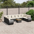 vidaXL 11 Piece Steel Sofa Set in Black/Cream