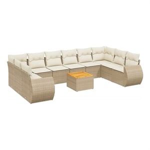 vidaXL 11 Piece Steel Sofa Set in Beige
