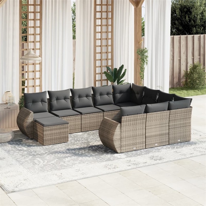vidaXL 11 Piece Solid Acacia Wood Sofa Set in Gray