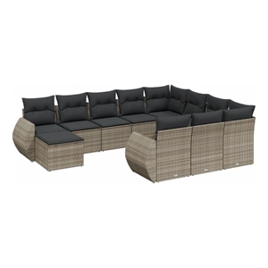 vidaXL 11 Piece Solid Acacia Wood Sofa Set in Gray
