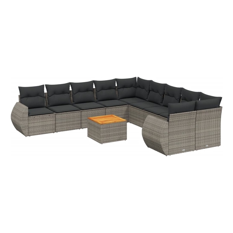 vidaXL 11 Piece Solid Acacia Wood Sofa Set in Gray