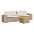 vidaXL 5 Piece Solid Acacia Wood Small Sofa Set in Beige