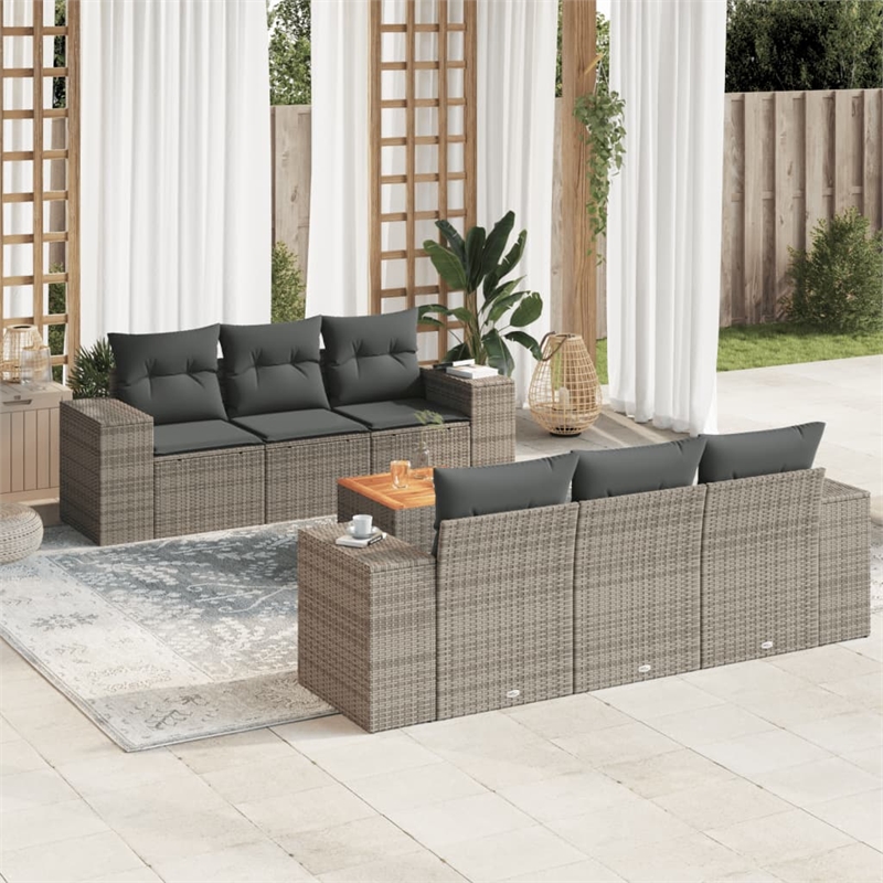vidaXL 7 Piece Steel Sofa Set in Dark Gray