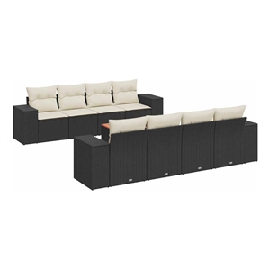 vidaXL 9 Piece Solid Acacia Wood Large Sofa Set in Black