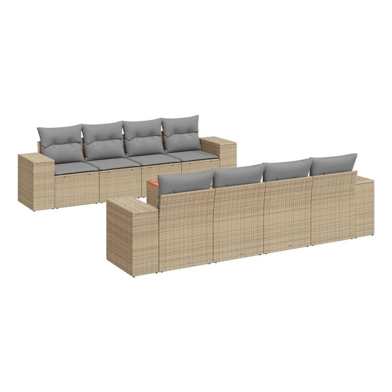 vidaXL 9 Piece Steel Sofa Set in Gray/Beige