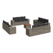 vidaXL 13 Piece Solid Acacia Wood Sofa Set in Gray