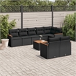 vidaXL 9 Piece Solid Acacia Wood Large Sofa Set in Black
