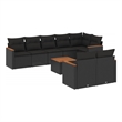 vidaXL 9 Piece Solid Acacia Wood Large Sofa Set in Black
