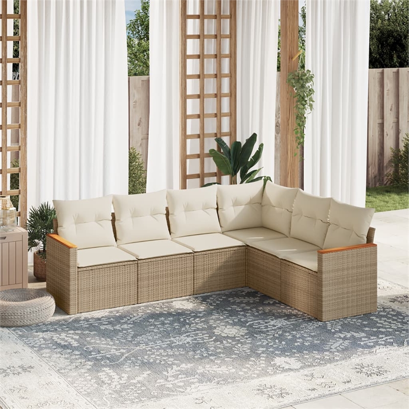 vidaXL 6 Piece Steel Sofa Set in Beige