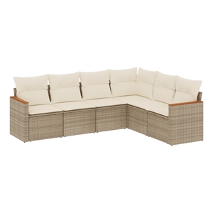 vidaXL 6 Piece Steel Sofa Set in Beige
