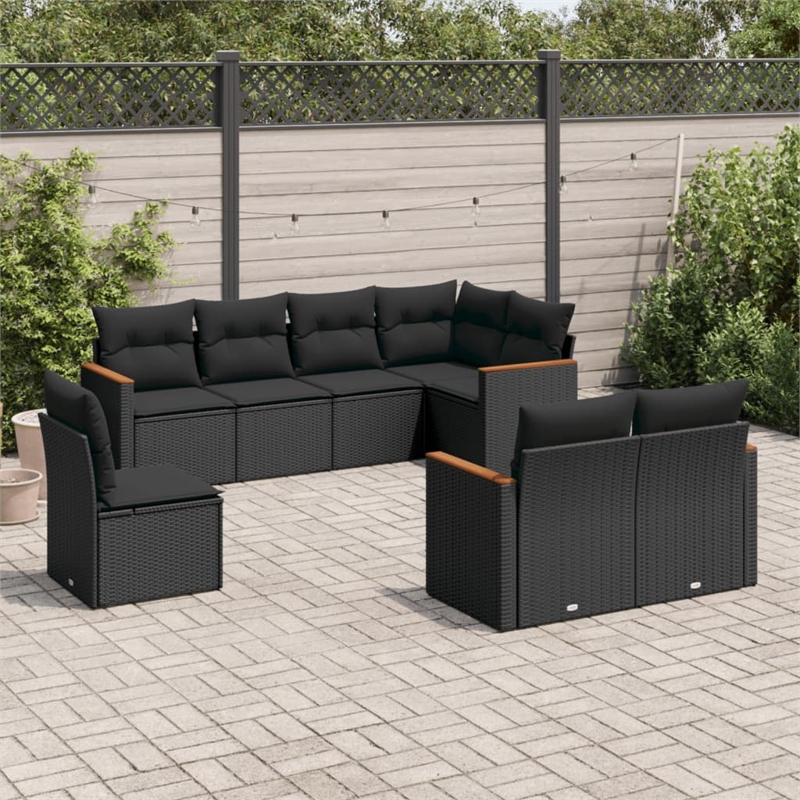 vidaXL 8 Piece Poly Rattan Sofa Set in Black