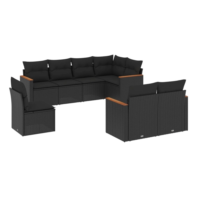 vidaXL 8 Piece Poly Rattan Sofa Set in Black