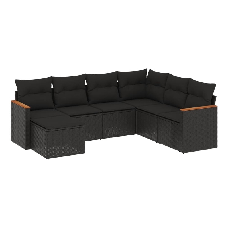vidaXL 7 Piece Poly Rattan Sofa Set in Black