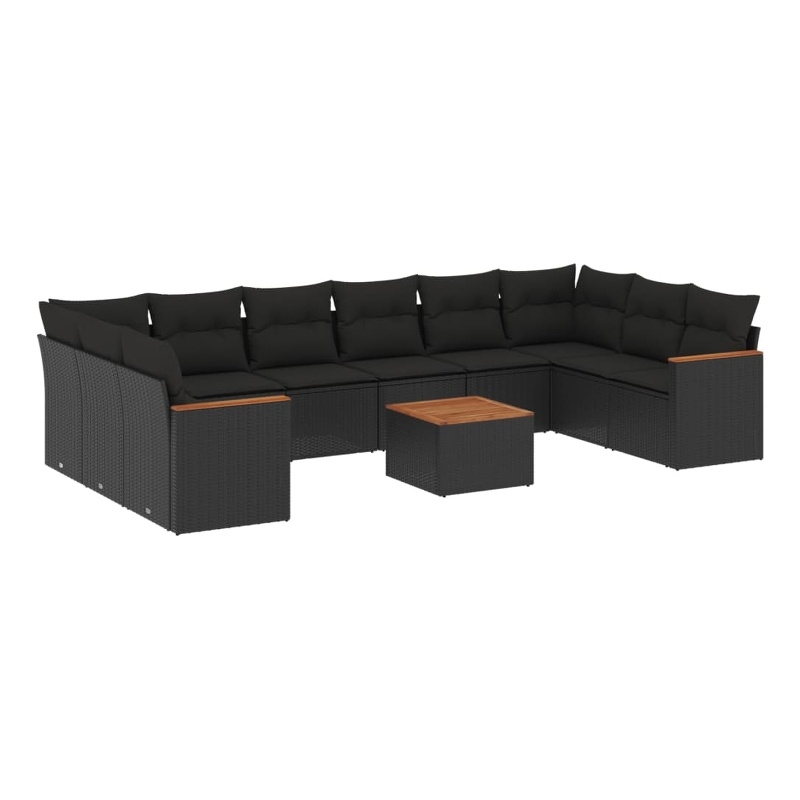 vidaXL 11 Piece Poly Rattan Sofa Set in Black