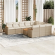 vidaXL 11 Piece Solid Acacia Wood Large Sofa Set in Beige
