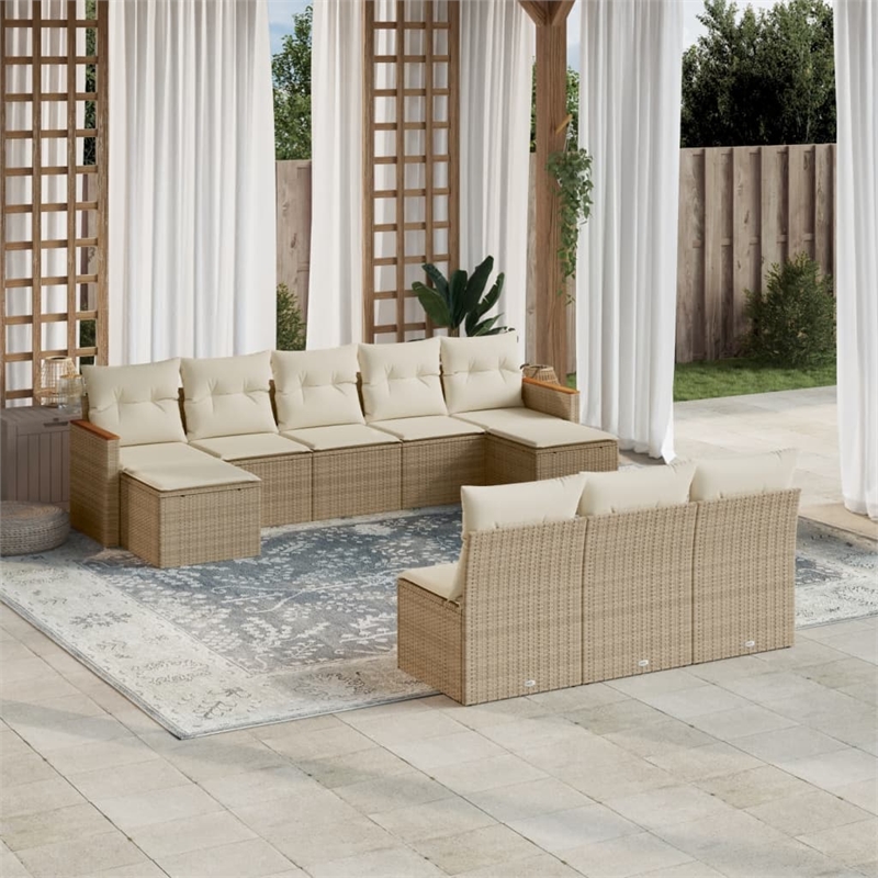 vidaXL Poly Rattan Sofa Set in Beige