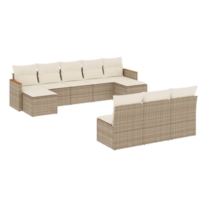 vidaXL Poly Rattan Sofa Set in Beige
