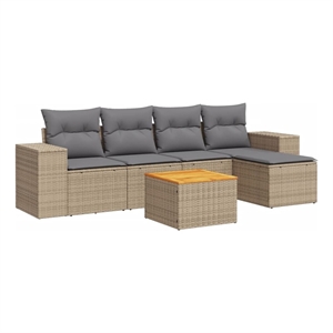 vidaXL Poly Rattan Large Sofa Set in Beige