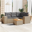 vidaXL 5 Piece Solid Acacia Wood Sofa Set in Beige