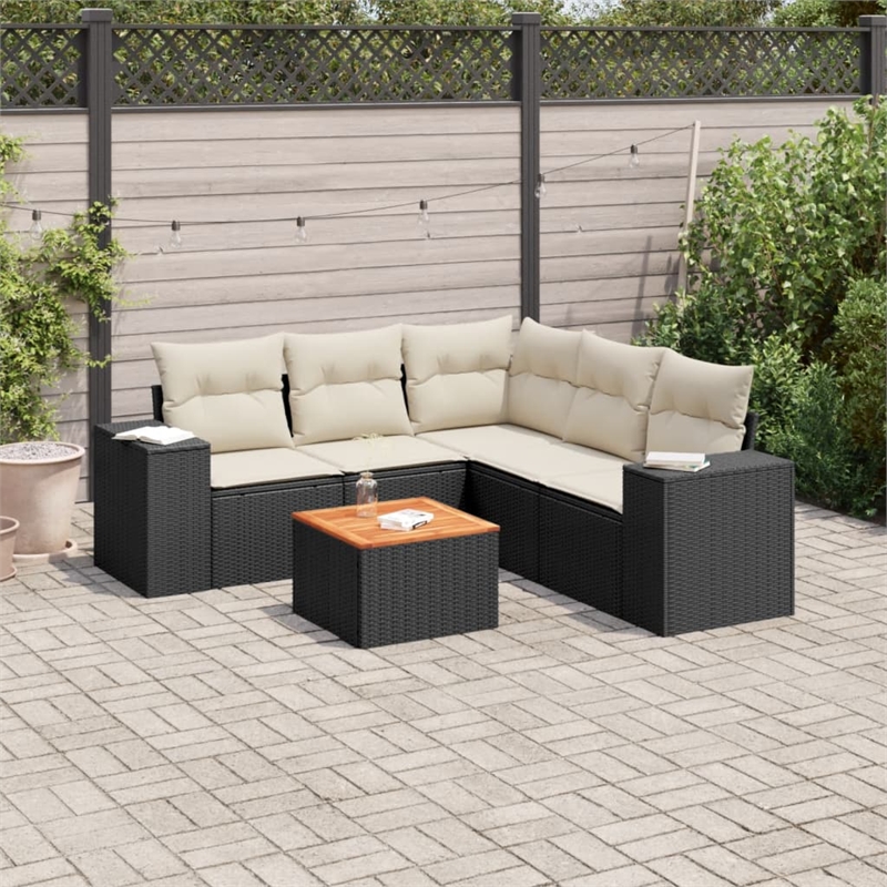 vidaXL 6 Piece Steel Sofa Set in Black