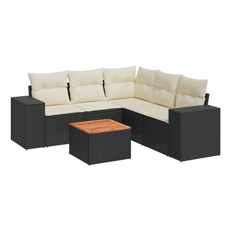vidaXL 6 Piece Steel Sofa Set in Black