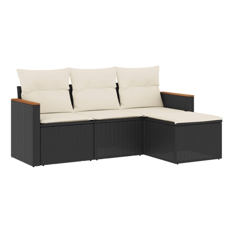 vidaXL 4 Piece Steel Sofa Set in Black/White/Cream