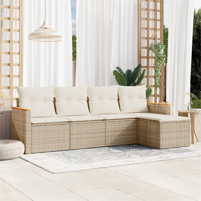 vidaXL 5 Piece Sofa Set in White/Cream/Beige