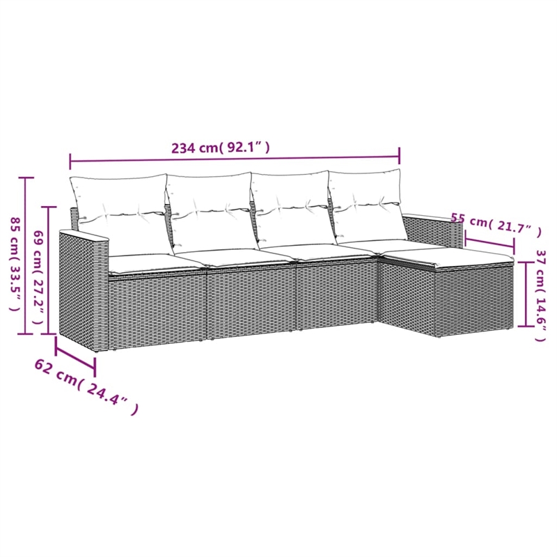 vidaXL 5 Piece Sofa Set in White/Cream/Beige