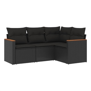 vidaXL 4 Piece Poly Rattan Large Sofa Set in Black