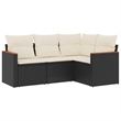 vidaXL 4 Piece Poly Rattan Sofa Set in Black/White/Cream