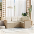 vidaXL 4 Piece Steel Sofa Set in White/Cream/Beige