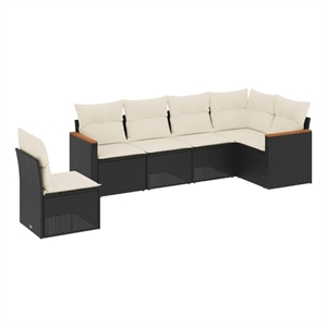 vidaXL 6 Piece Poly Rattan Large Sofa Set in Black