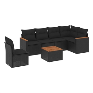 vidaXL 7 Piece Solid Acacia Wood Sofa Set in Black