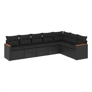 vidaXL 7 Piece Solid Acacia Wood Sofa Set in Black